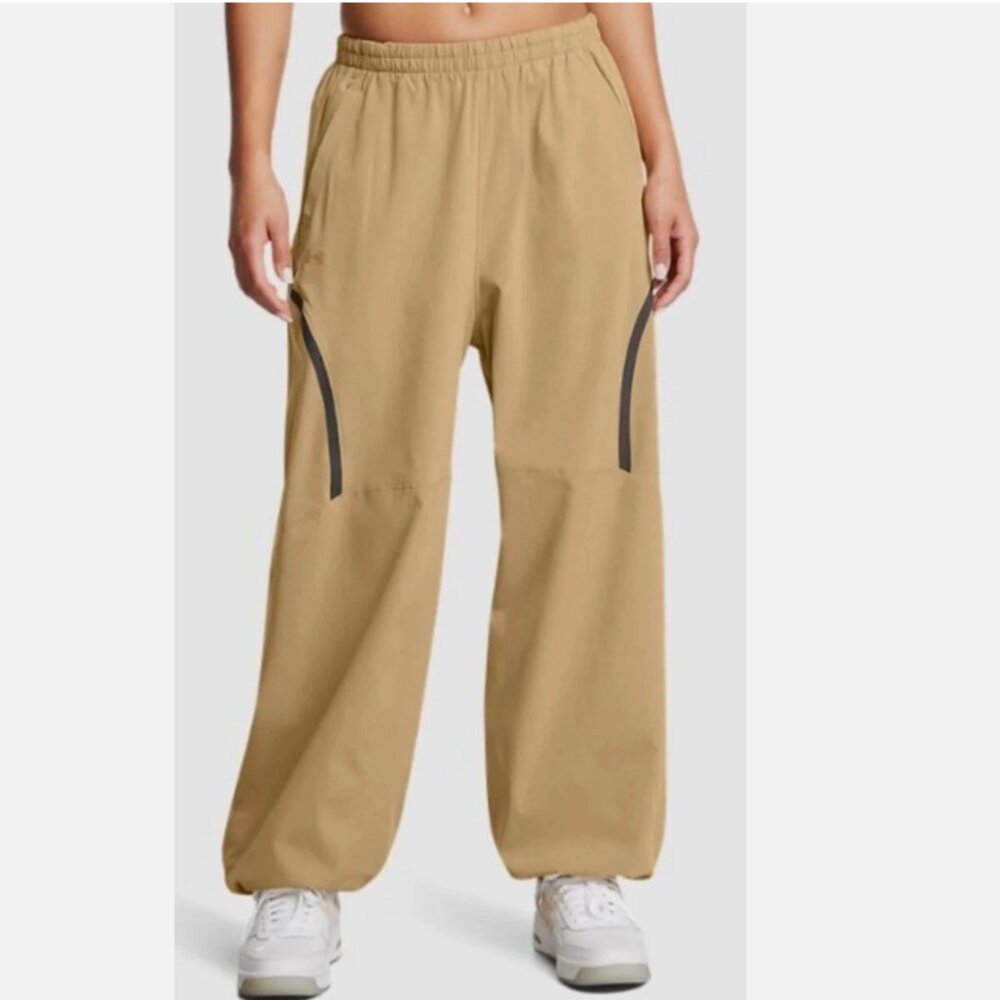 NWT Under Armour Unstoppable Vent Parachute Pants Camel Oversized - Picture 5 of 11